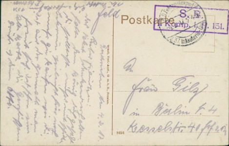 Adressseite der Ansichtskarte Strasburg (Uckermark), Bahnhof