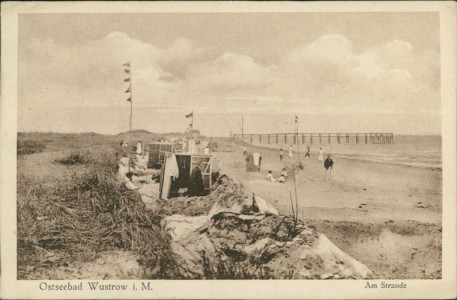 Alte Ansichtskarte Ostseebad Wustrow i. M., Am Strande