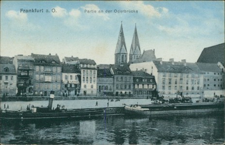 Alte Ansichtskarte Frankfurt (Oder), Partie an der Oderbrück