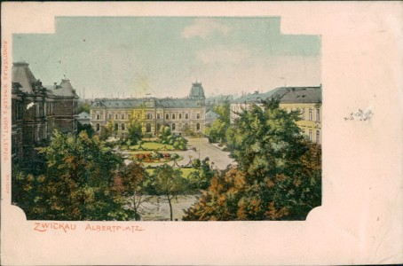 Alte Ansichtskarte Zwickau, Albertplatz