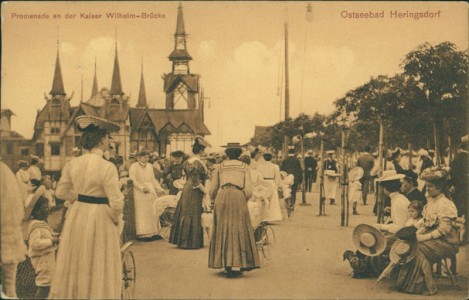 Alte Ansichtskarte Ostseebad Heringsdorf, Promenade an der Kaiser Wilhelm-Brücke