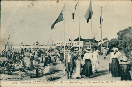 Alte Ansichtskarte Ostseebad Brunshaupten i. M., Strandweg u. Herrenbad