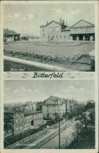 Alte Ansichtskarte Bitterfeld, Bahnhof, Lindenstraße