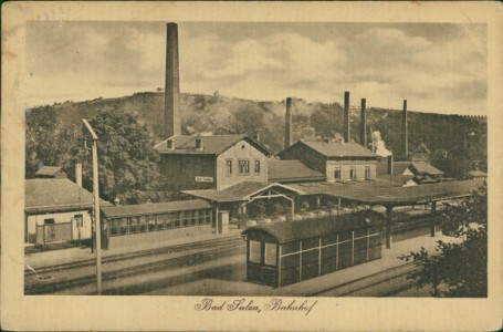 Alte Ansichtskarte Bad Sulza, Bahnhof (SCHLECHTE ERHALTUNG)