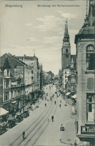 Alte Ansichtskarte Magdeburg, Breiteweg mit Katharinenkirche