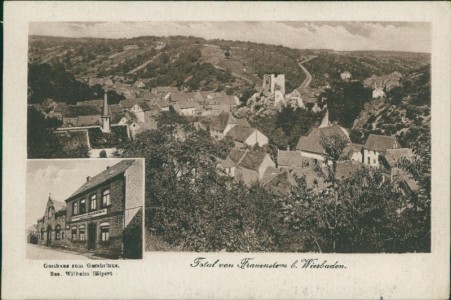 Alte Ansichtskarte Wiesbaden-Frauenstein, Total, Gasthaus zum Gambrinus, Bes. Wilhelm Hilpert