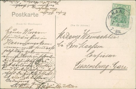 Adressseite der Ansichtskarte Aachen-Haaren, Mehrbildkarte mit Restaurant Gehlen