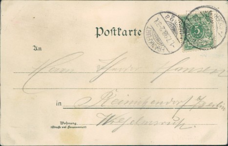 Adressseite der Ansichtskarte Frankfurt (Oder), Kaserne des Grenad.-Regts. No. 12