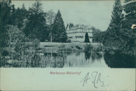 Alte Ansichtskarte Merkenau, Müllerhof (ECKSCHADEN RECHTS, SIEHE SCAN)
