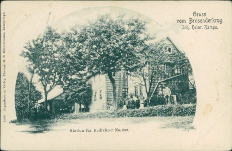 Alte Ansichtskarte Bad Gandersheim, Brosenderkrug, Inh. Heinr. Hampe. Station für Radfahrer No. 900