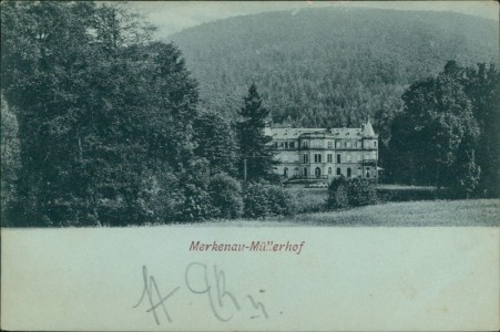 Alte Ansichtskarte Merkenau, Müllerhof (PAPIER GELÖST)