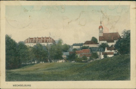 Alte Ansichtskarte Wechselburg, Gesamtansicht mit Kirche