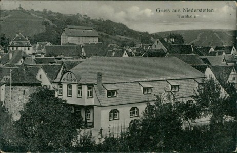 Alte Ansichtskarte Niederstetten, Turnhalle