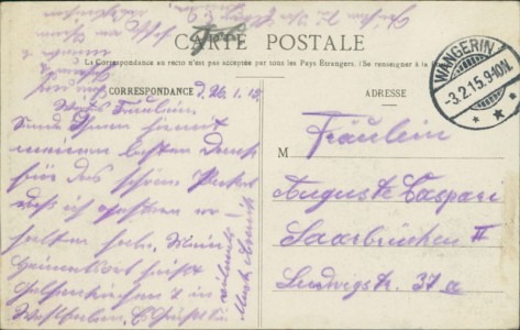 Adressseite der Ansichtskarte Étreillers, Etablissement Masson et Olagner
