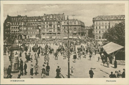 Alte Ansichtskarte Wiesbaden, Marktplatz