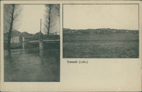 Alte Ansichtskarte Tragny / Tranach, Brücke, Total