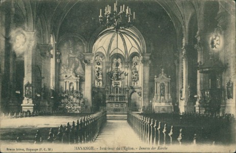 Alte Ansichtskarte Hayange / Hayingen, Intérieur de l'Eglise - Inneres der Kirche
