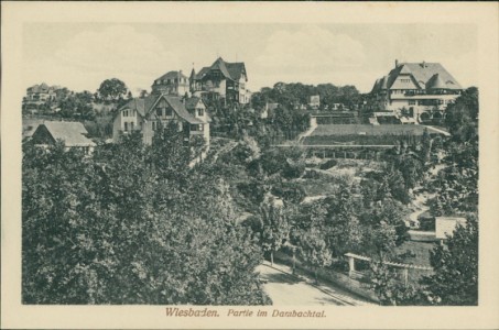 Alte Ansichtskarte Wiesbaden, Partie im Dambachtal