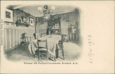 Alte Ansichtskarte Rombas / Rombach, Rittersaal des Portland-Cementwerks Rombach A.-G.