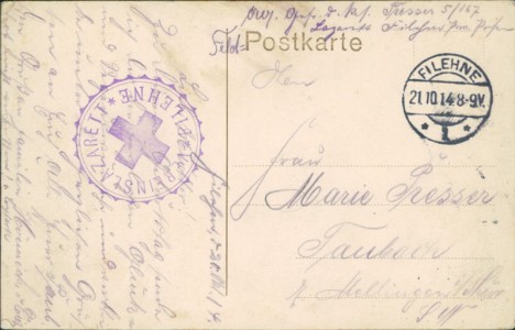 Adressseite der Ansichtskarte Filehne / Wieleń nad Notecią, Wilhelm-Str. m. Vorschuß-Bank