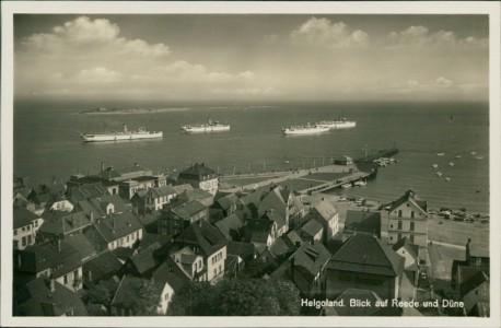 Alte Ansichtskarte Helgoland, Blick auf Reede und Düne