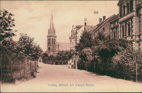 Alte Ansichtskarte Dorsten, Südwall mit evangel. Kirche