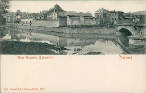 Alte Ansichtskarte Marburg, Neue Anatomie (Lahnseite)