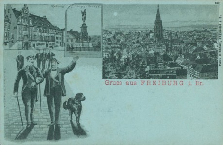 Alte Ansichtskarte Gruss aus Freiburg i. Br., Studenten