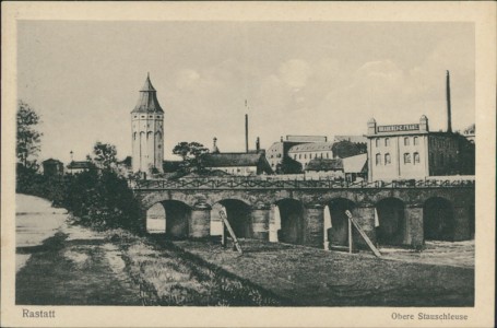 Alte Ansichtskarte Rastatt, Obere Stauschleuse