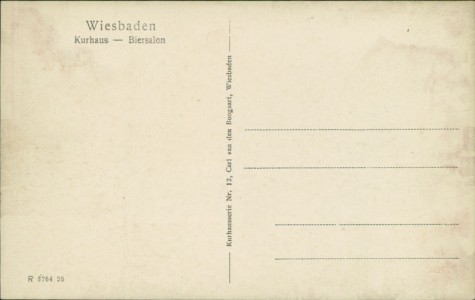 Adressseite der Ansichtskarte Wiesbaden, Kurhaus - Biersalon