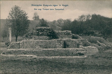 Alte Ansichtskarte Augst, Römische Ausgrabungen. Der sog. Tempel beim Tempelhof