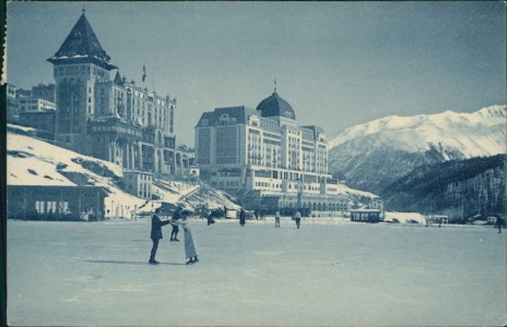 Alte Ansichtskarte St. Moritz, Palace und Grand Hotel