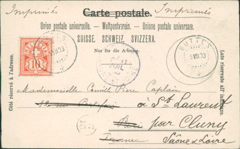 Adressseite der Ansichtskarte Buttes, Vue Générale (BESCHNITTEN / COUPÉ)