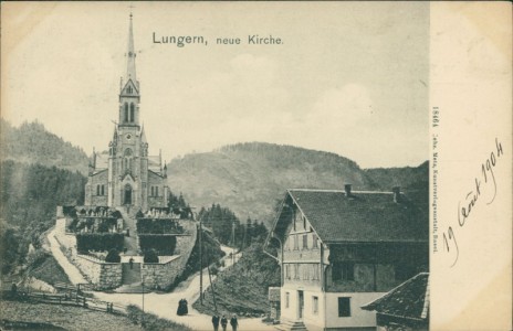 Alte Ansichtskarte Lungern, neue Kirche
