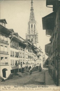 Alte Ansichtskarte Bern, Die Herrengasse mit Münster