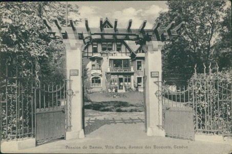 Alte Ansichtskarte Genève / Genf, Pension de Dames, Villa Clara, Avenue des Bosquets (GROßER KNICK / GROS PLI)