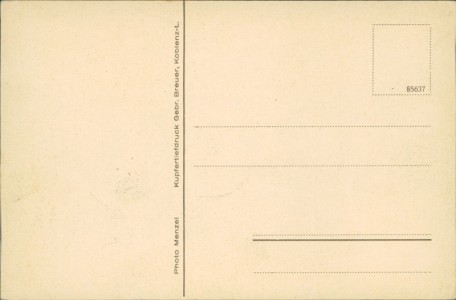 Adressseite der Ansichtskarte Koblenz, Hotel Monopol-Metropole, Besitzer: Ernst Enke, Fernsprecher 6864