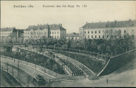 Alte Ansichtskarte Zwickau, Kasernen des Inf.-Regt. No 133