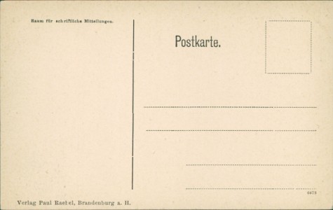 Adressseite der Ansichtskarte Brandenburg an der Havel, Grosse Gartenstrasse