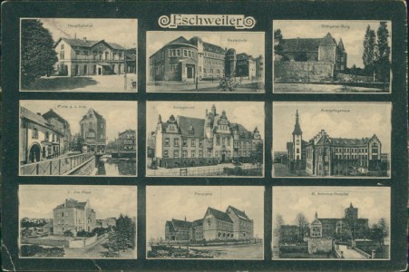 Alte Ansichtskarte Eschweiler, Mehrbildkarte mit Hauptbahnhof