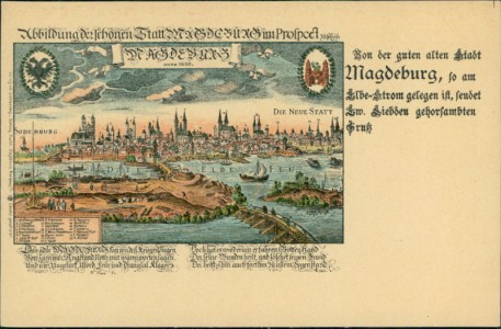 Alte Ansichtskarte Magdeburg, anno 1650