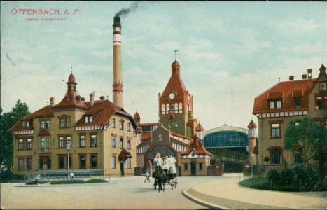 Alte Ansichtskarte Offenbach am Main, städt. Schlachthof