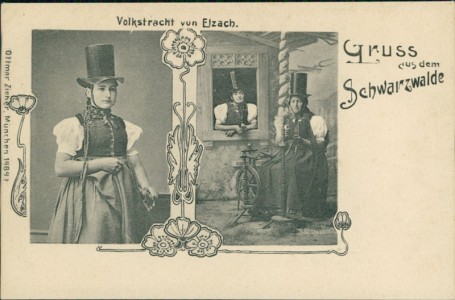 Alte Ansichtskarte Gruss aus dem Schwarzwalde, Volkstracht von Elzach