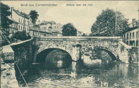 Alte Ansichtskarte Aachen-Kornelimünster, Brücke über die Inde