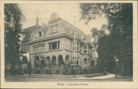 Alte Ansichtskarte Bonn, Corpshaus Hansea, Studentika