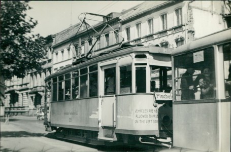 Alte Ansichtskarte Krefeld, Straßenbahn nach Fischeln, Echtfoto, Abzug ca. 1970er Jahre, Format ca. 13,5 x 9,5 cm