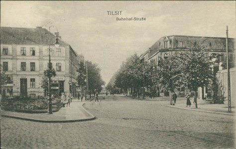 Alte Ansichtskarte Tilsit / Sowjetsk, Bahnhof-Straße