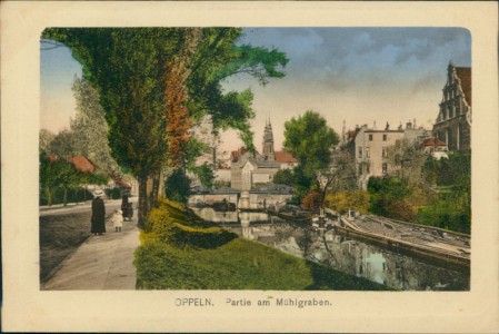 Alte Ansichtskarte Oppeln / Opole, Partie am Mühlgraben