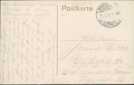 Adressseite der Ansichtskarte Braunsberg / Braniewo, Partie beim Kath. Oberlyceum