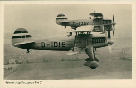 Alte Ansichtskarte Heinkel-Jagdflugzeuge He 51, 